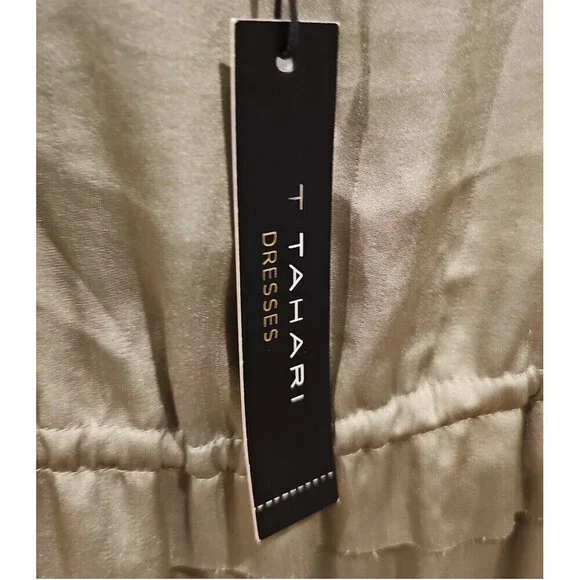 T Tahari Green Airflow Tiered High-Low Dress - Size Large